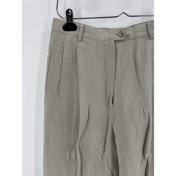 Vintage Ralph Lauren Pants Suit Womens 8/10 Gray Silk Linen 90s Pockets Pleated - Picture 8 of 16